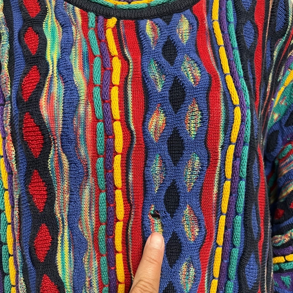 Tundra Canada Mens Vintage 90s Y2K 3D Colorful Knit Long Sleeve Sweater Size L - Picture 10 of 11